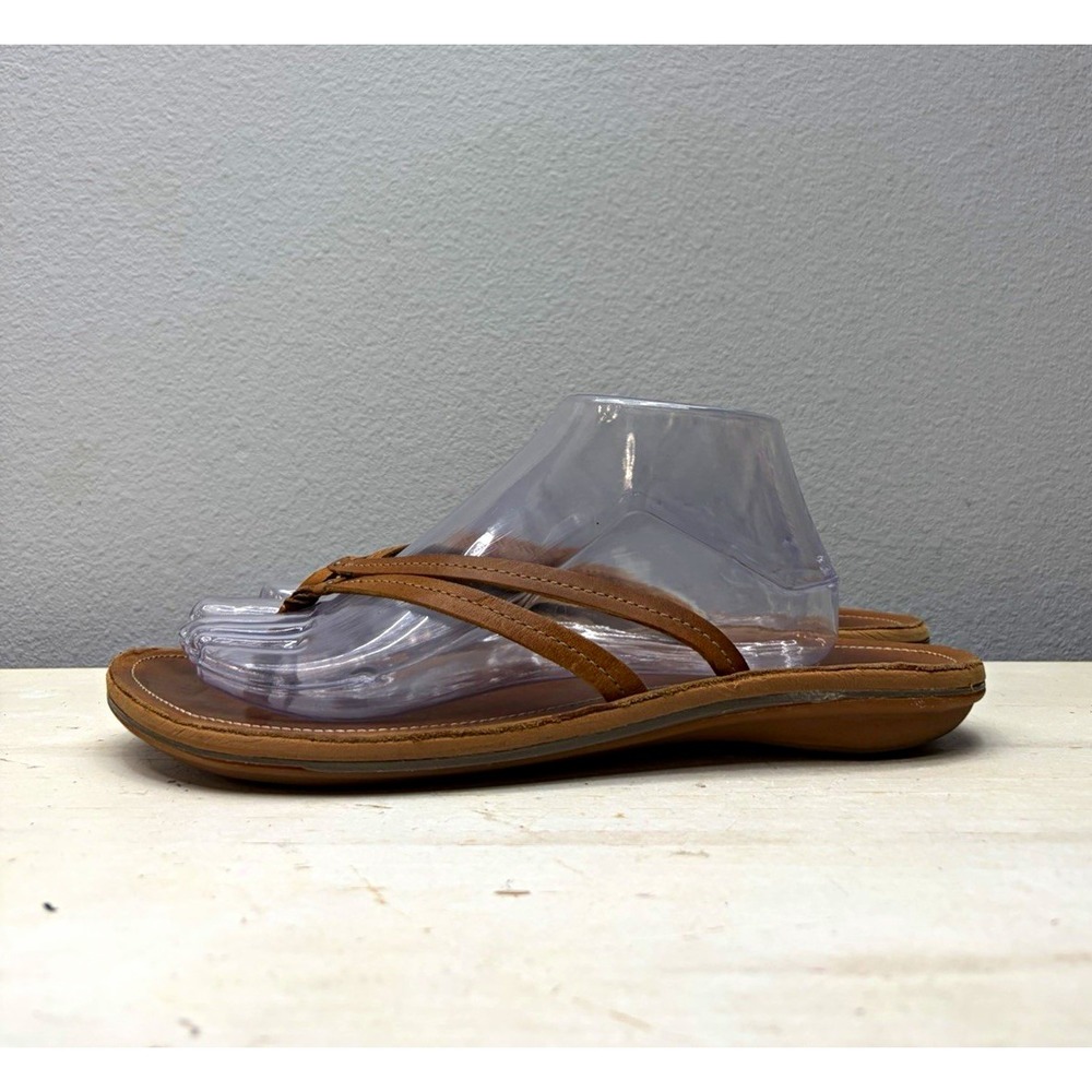 OluKai Brown Leather U'i Thong Sandals Size 11